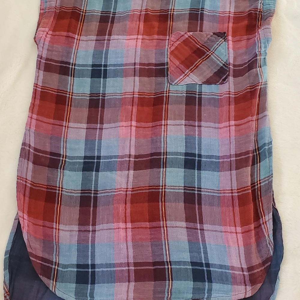 Akemi + Kin Anthropologie Cap Sleeve Plaid Tunic